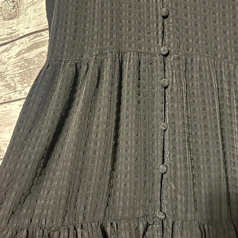 LOFT Petite Small Black Tiered Button Front Dress SP